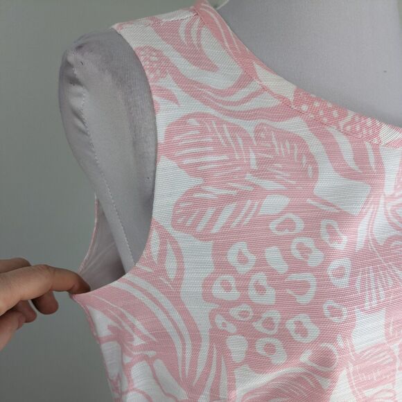 Talbots Dress 10 Pink Sleeveless Floral Sheath Short Mini White Easter Shower - Picture 4 of 11